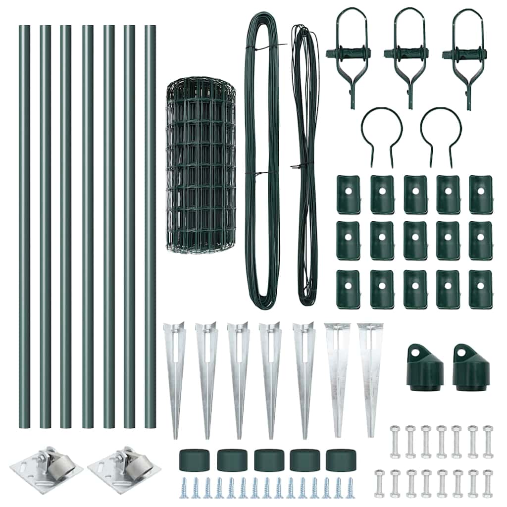 Fence with Post Green 0.4 x 10 m Steel and PVC