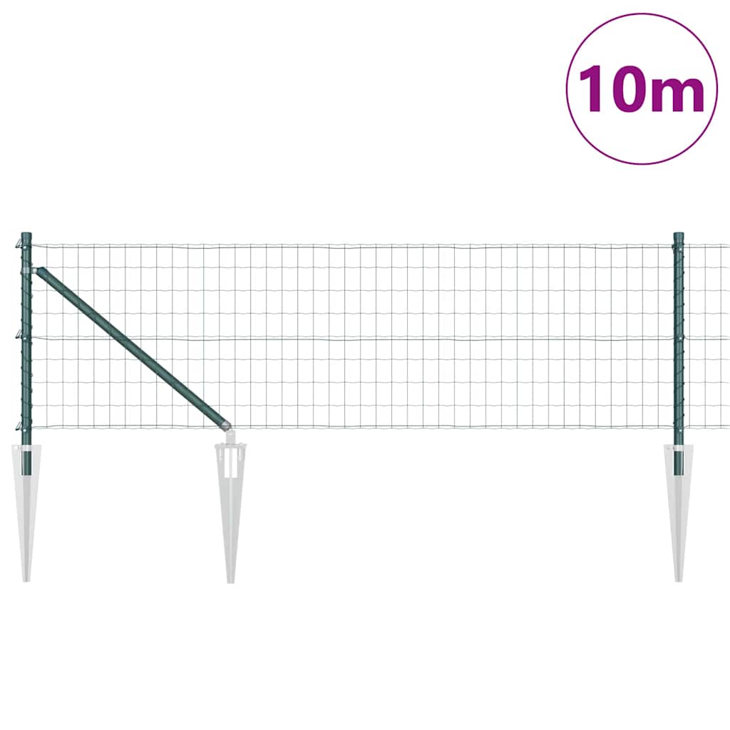Fence with Post Green 0.4 x 10 m Steel and PVC