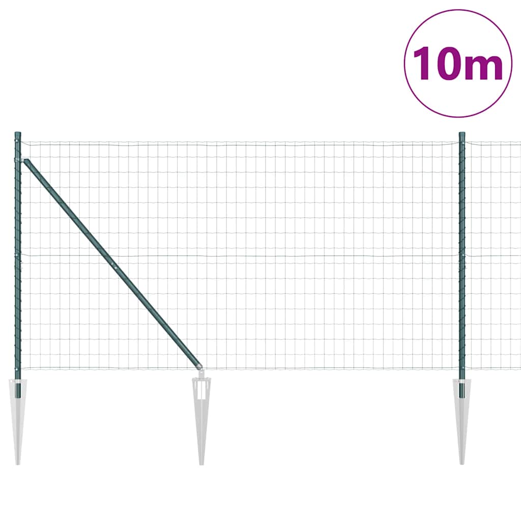 Fence with Post Green 1.4 x 10 m Steel and PVC