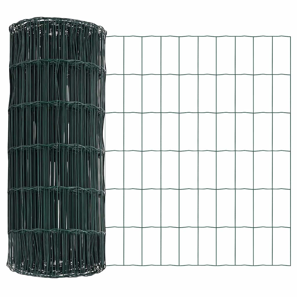 Fence with Post Green 0.4 x 10 m Steel and PVC