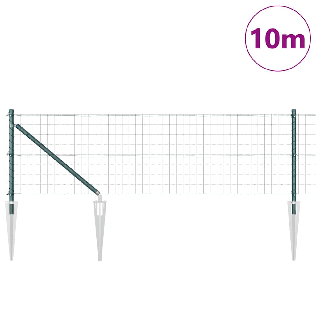 Fence with Post Green 0.8 x 10 m Steel and PVC