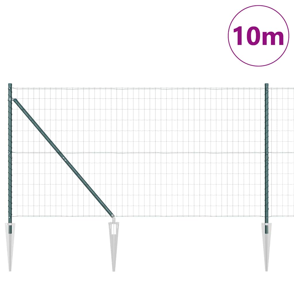 Fence with Post Green 1.4 x 10 m Steel and PVC
