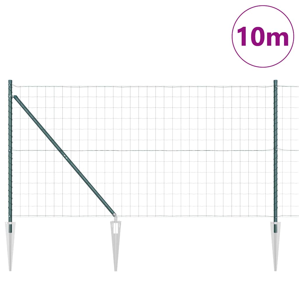 Fence with Post Green 1.4 x 10 m Steel and PVC
