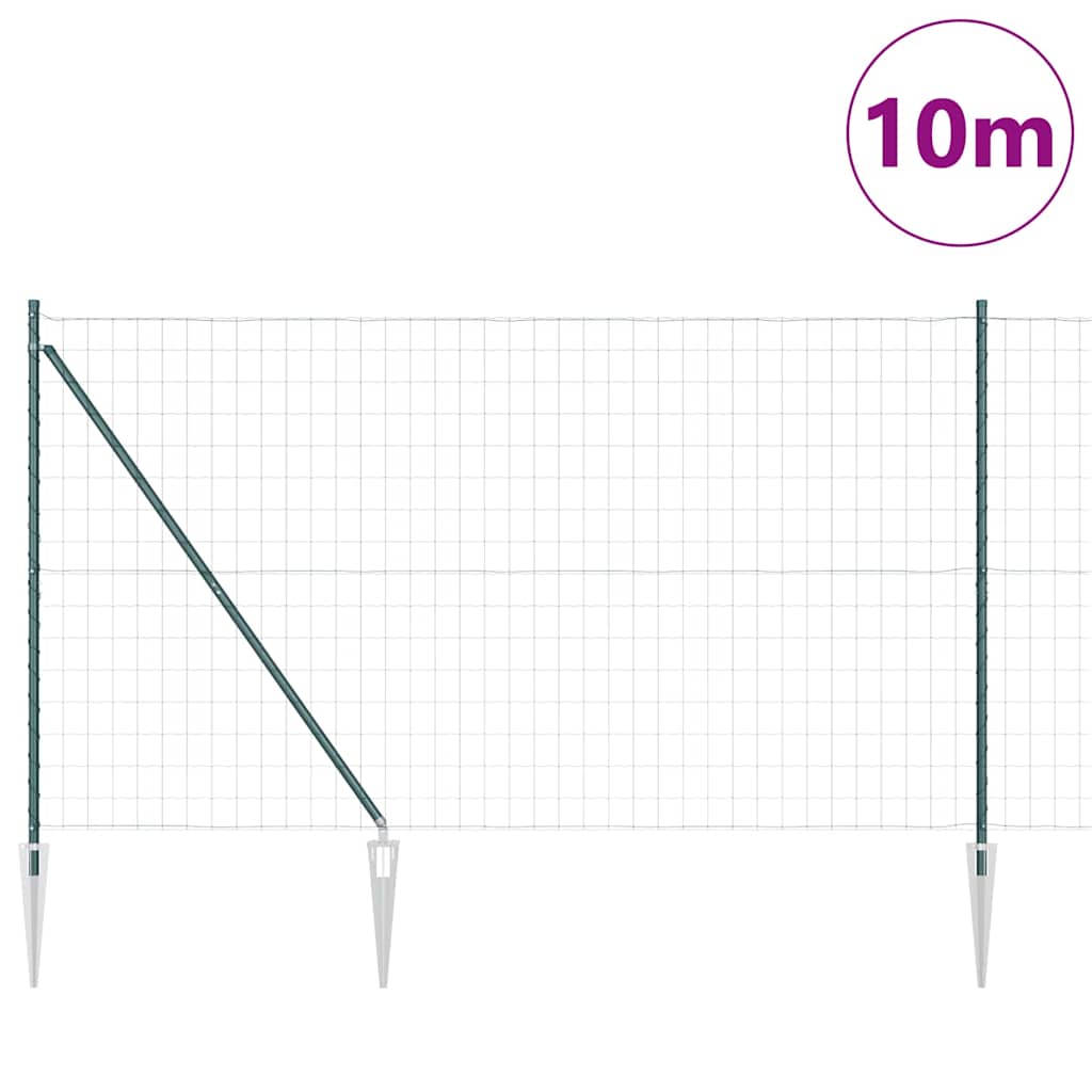 Fence with Post Green 1.6 x 10 m Steel and PVC