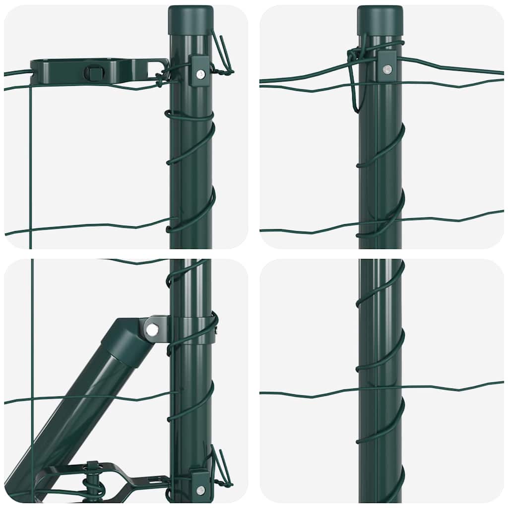 Fence with Post Green 0.4 x 10 m Steel and PVC