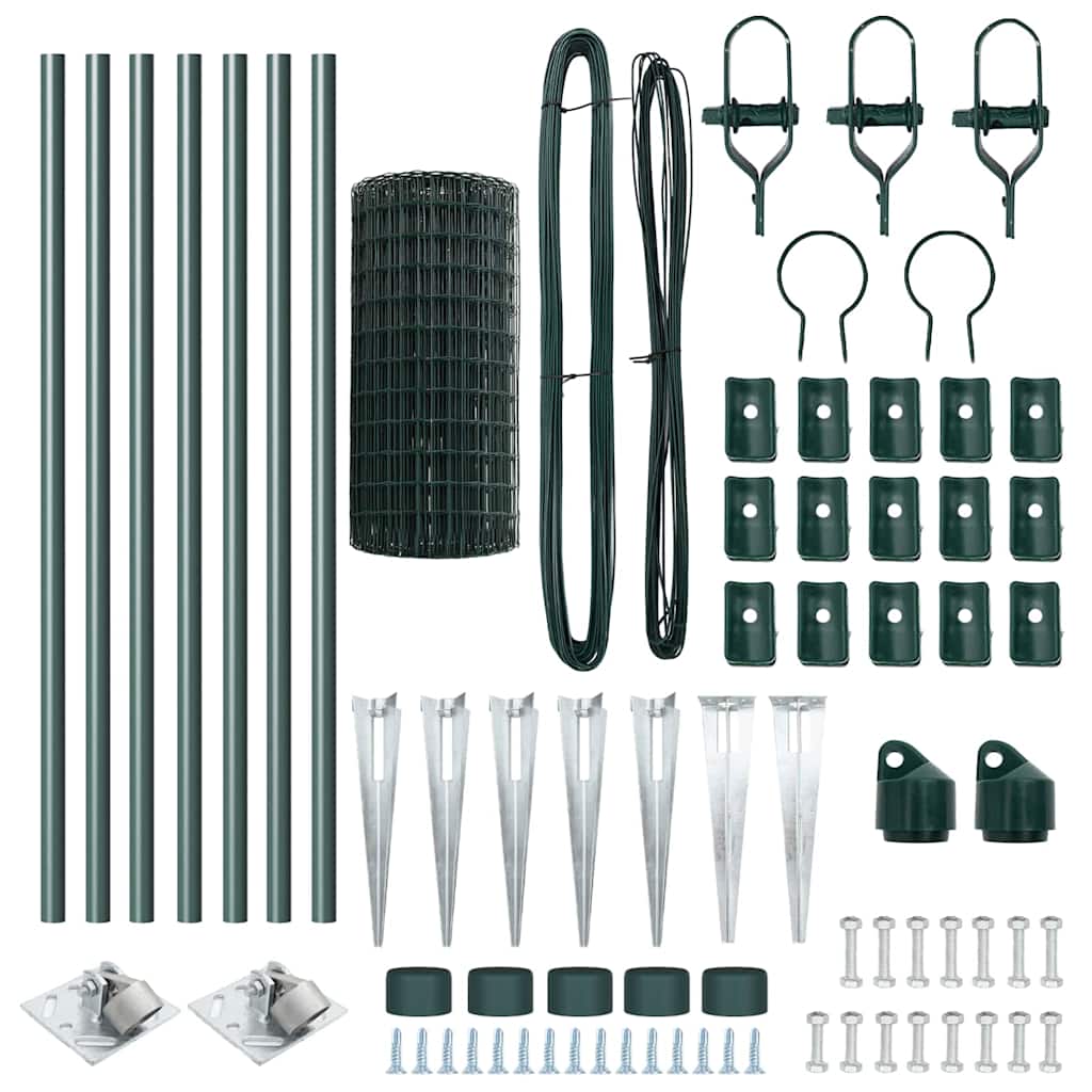 Fence with Post Green 0.4 x 10 m Steel and PVC