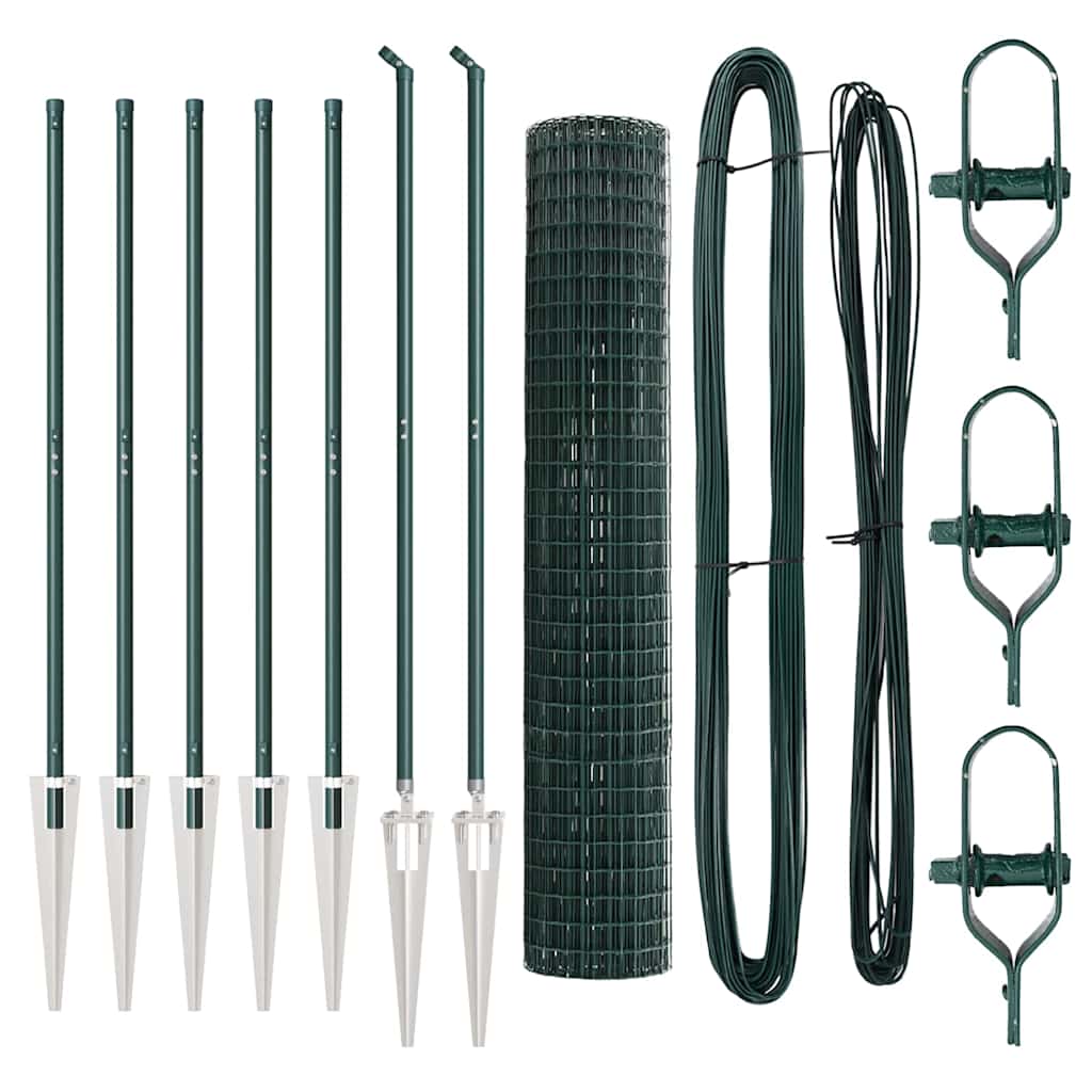 Fence with Post Green 1.5 x 10 m Steel