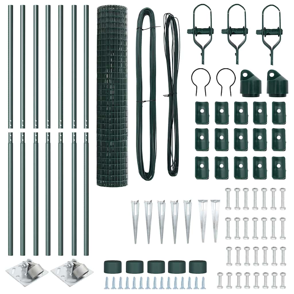 Fence with Post Green 1.5 x 10 m Steel