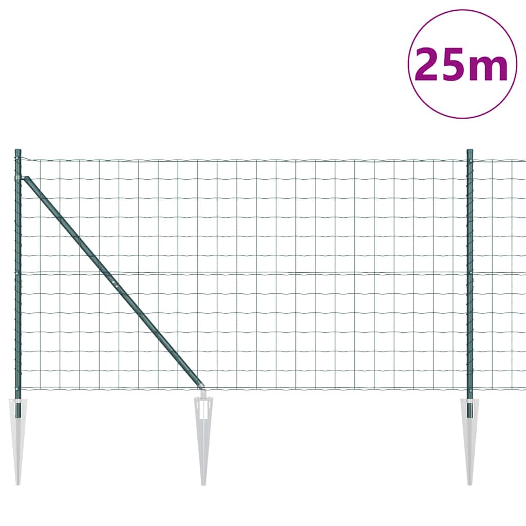 Fence with Post Green 1 x 25 m Steel