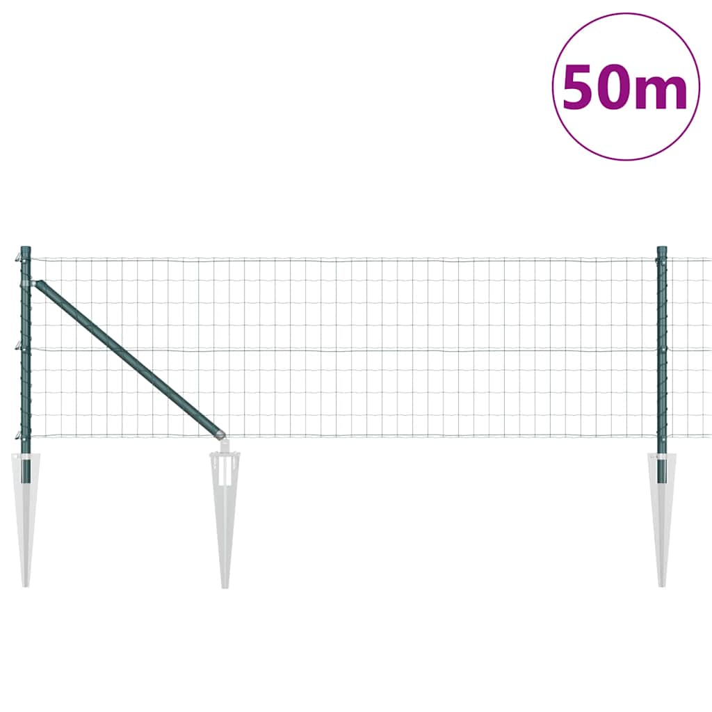 Fence with Post Green 0.6 x 50 m Steel and PVC