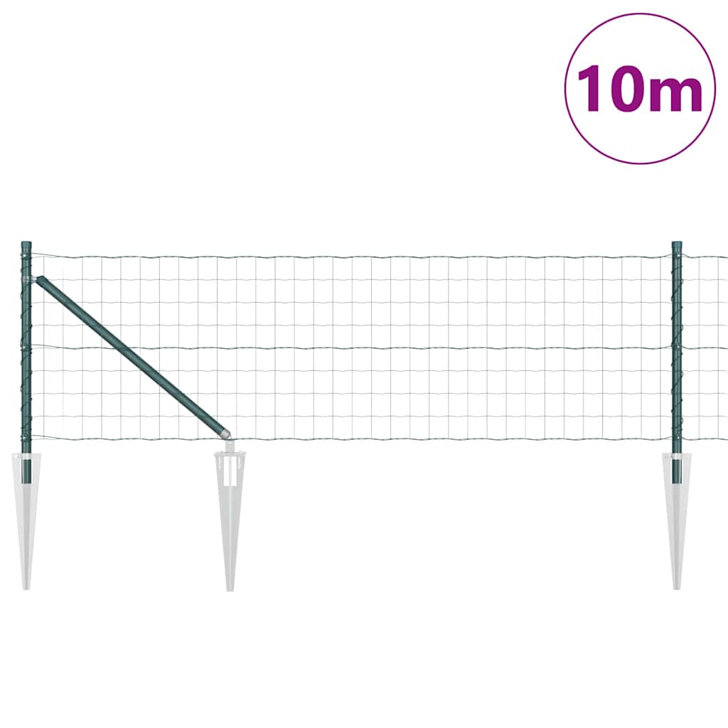Fence with Post Green 0.6 x 10 m Steel and PVC