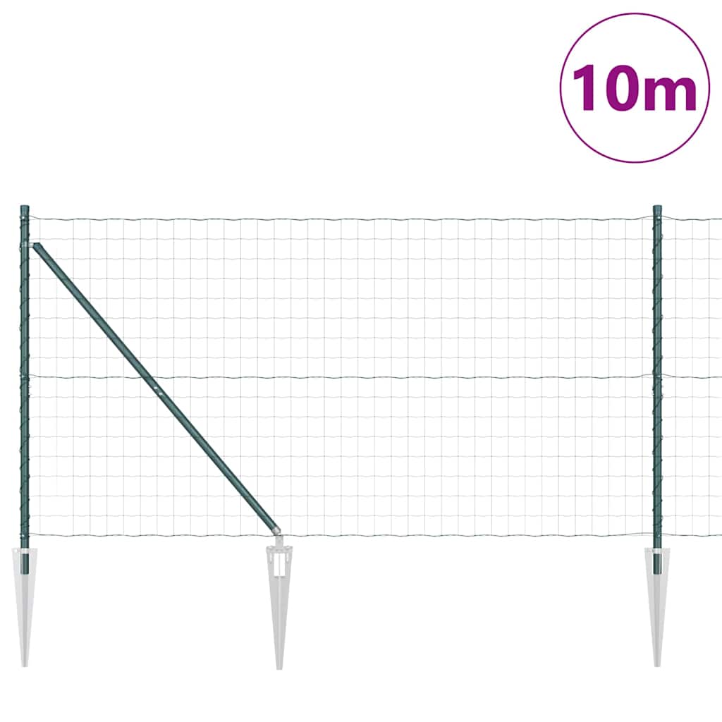 Fence with Post Green 1.4 x 10 m Steel and PVC