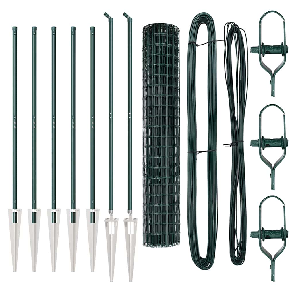 Fence with Post Green 1.5 x 10 m Steel