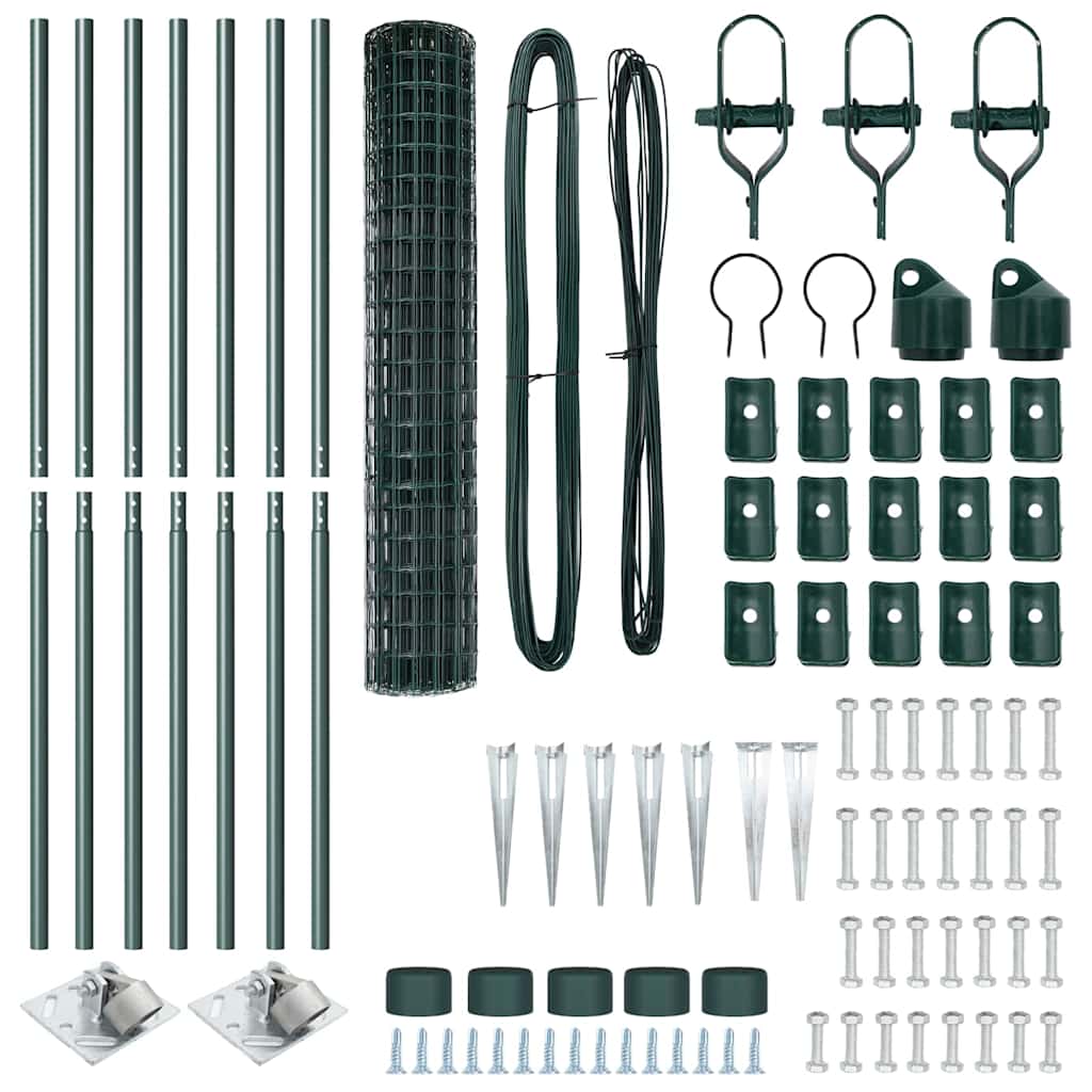 Fence with Post Green 1.5 x 10 m Steel