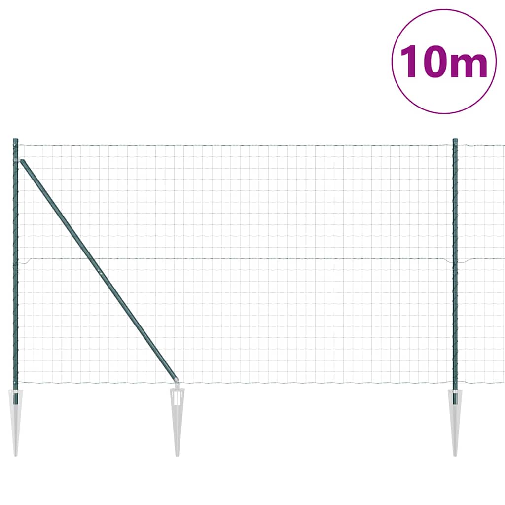Fence with Post Green 1.5 x 10 m Steel
