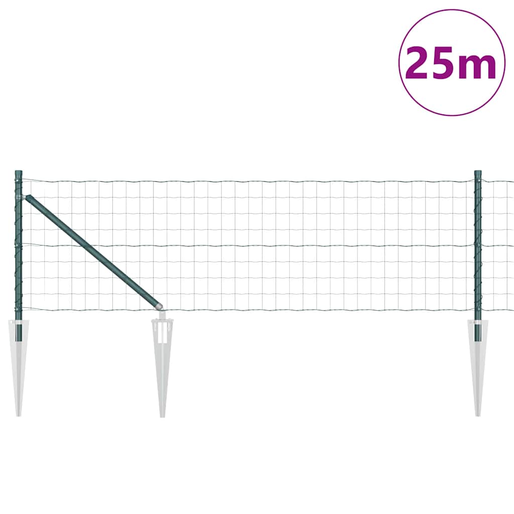 Fence with Post Green 0.4 x 25 m Steel and PVC