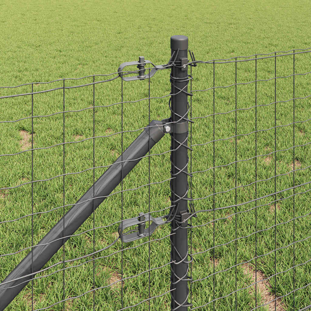Fence with Post Grey 1 x 10 m Steel and PVC