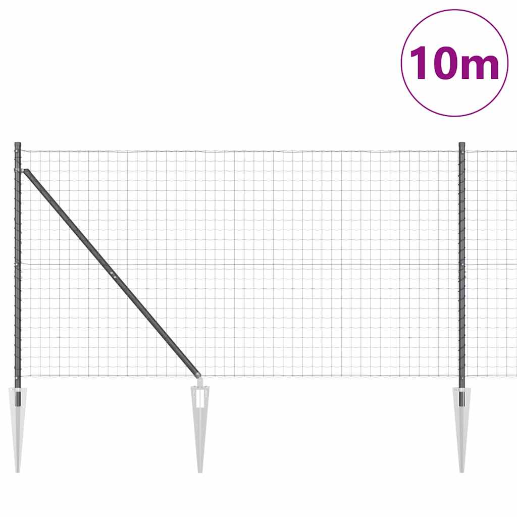 Fence with Post Grey 1.2 x 10 m Steel and PVC