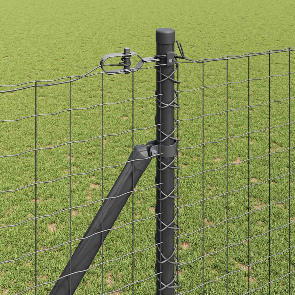 Fence with Post Grey 1.5 x 10 m Steel and PVC