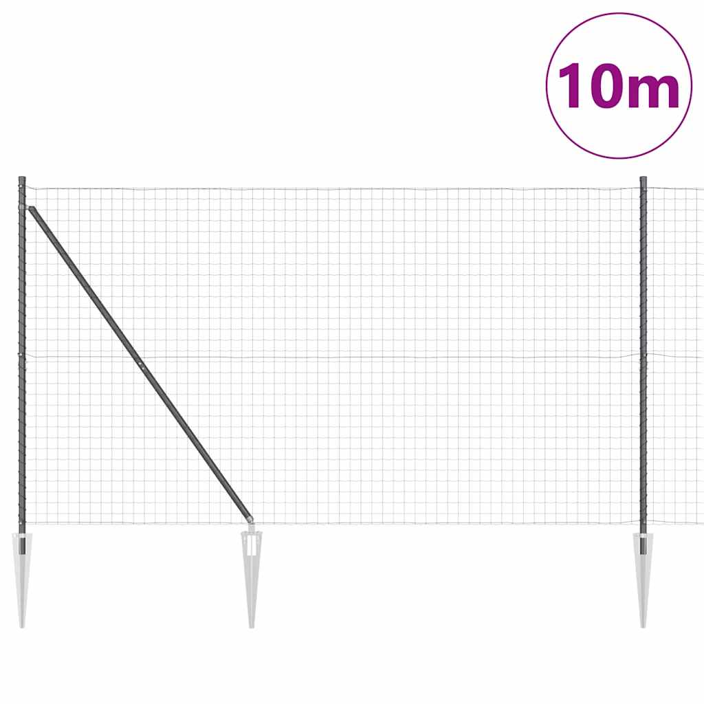Fence with Post Grey 1.5 x 10 m Steel and PVC