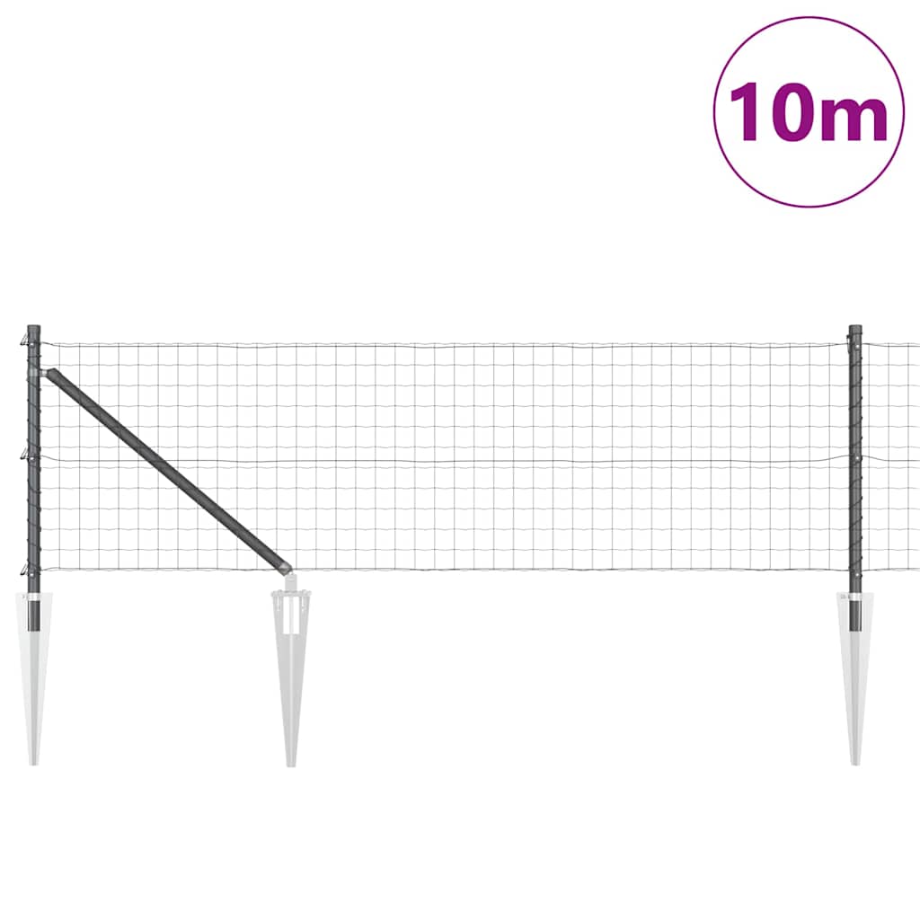 Fence with Post Grey 0.8 x 10 m Steel and PVC