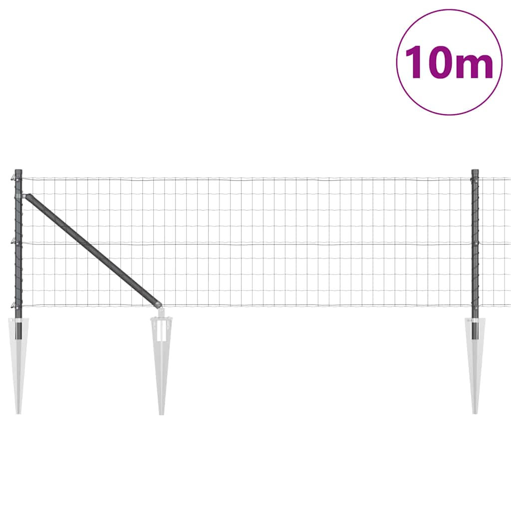 Fence with Post Grey 0.4 x 10 m Steel and PVC