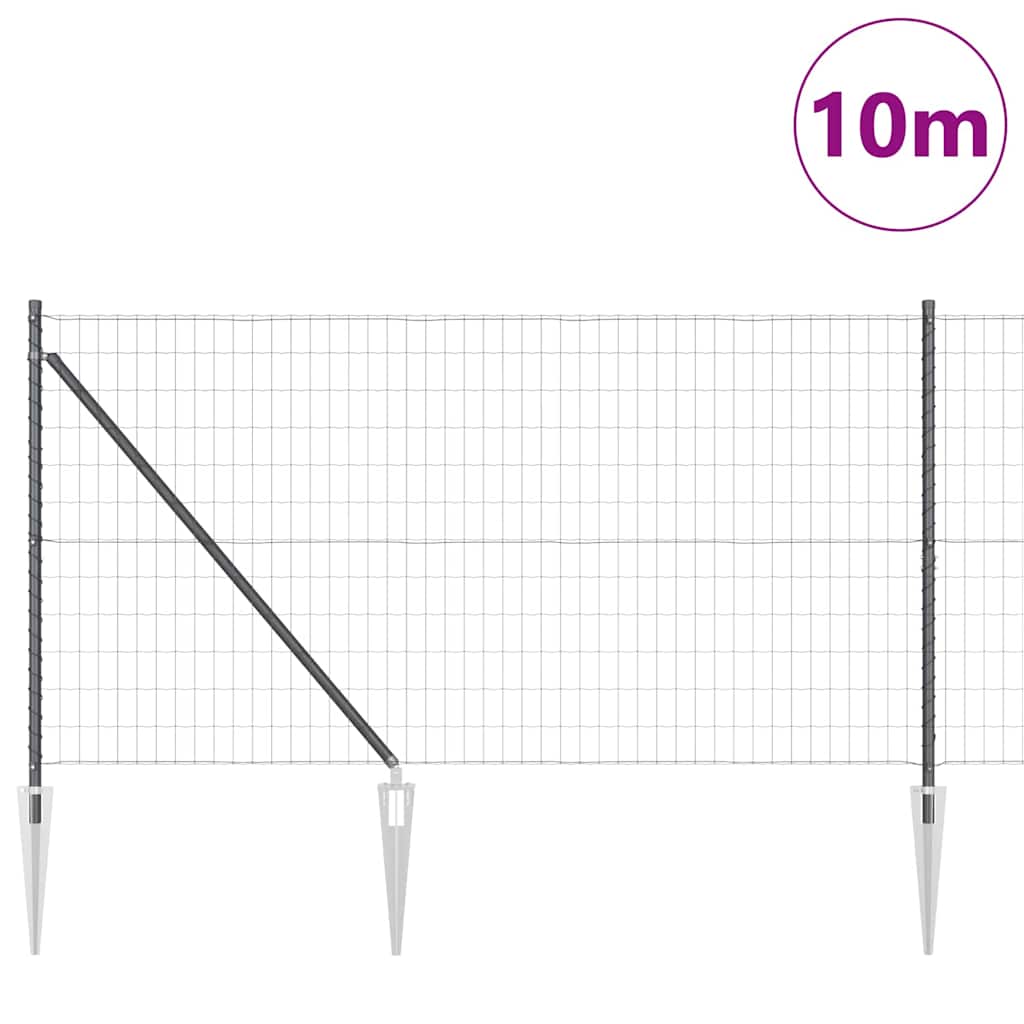 Welded Wire Fence with Spikes 10 x 1 m (W x H) PVC-Coated Steel