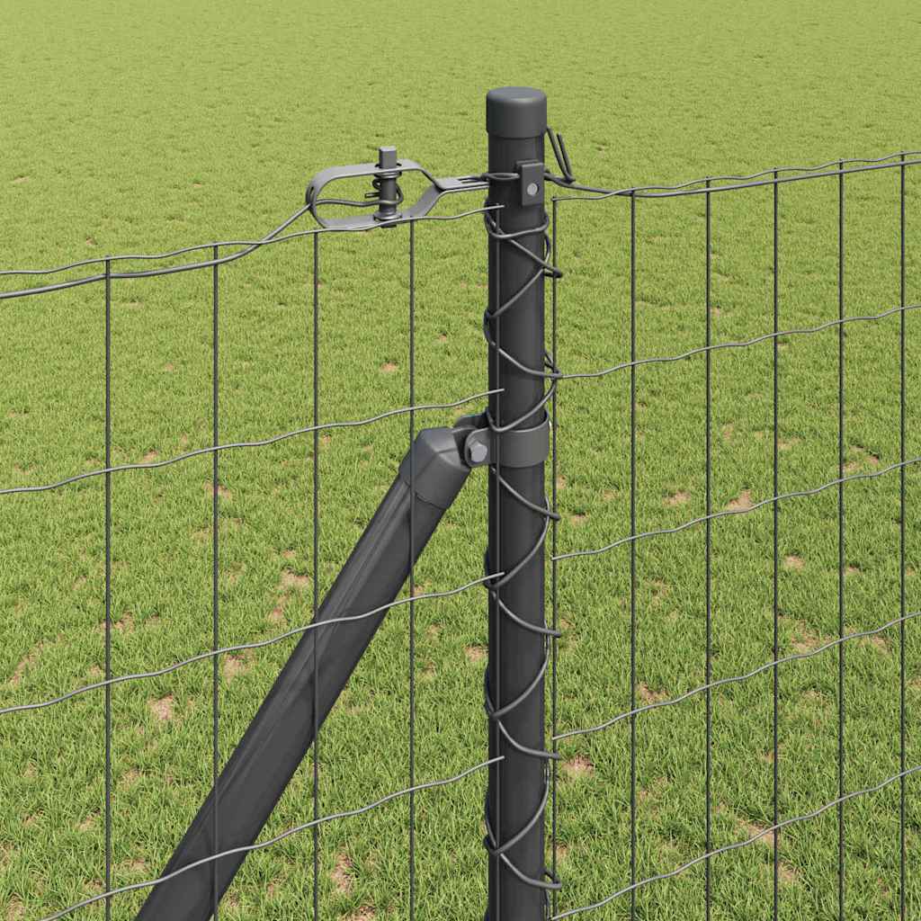 Fence with Post Grey 1.6 x 10 m Steel and PVC