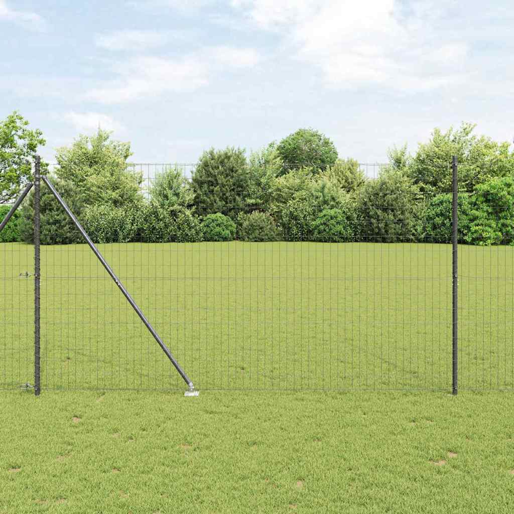 Fence with Post Grey 1.6 x 10 m Steel and PVC