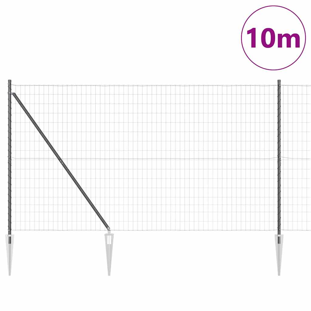 Fence with Post Grey 1.6 x 10 m Steel and PVC
