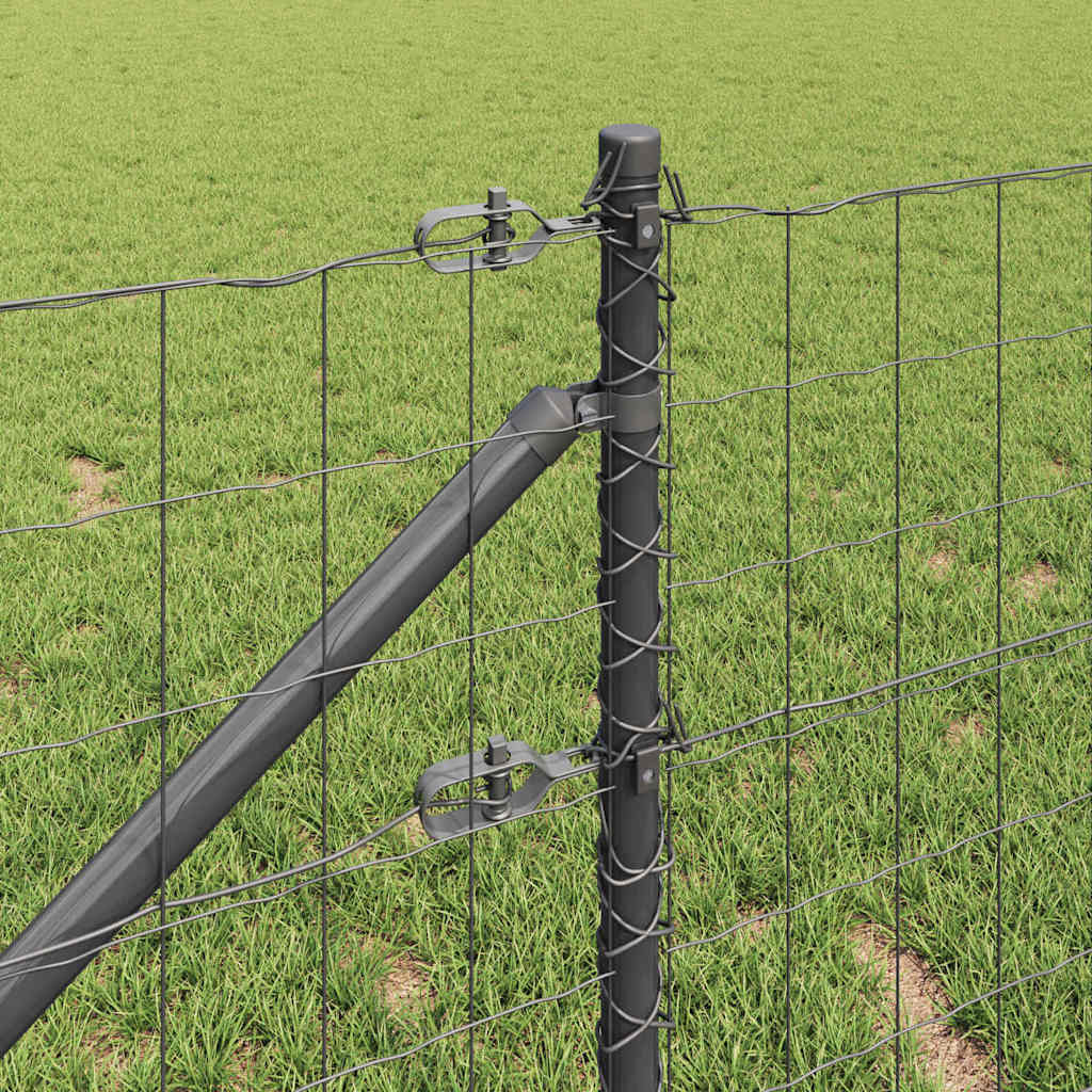 Fence with Post Grey 0.4 x 10 m Steel and PVC