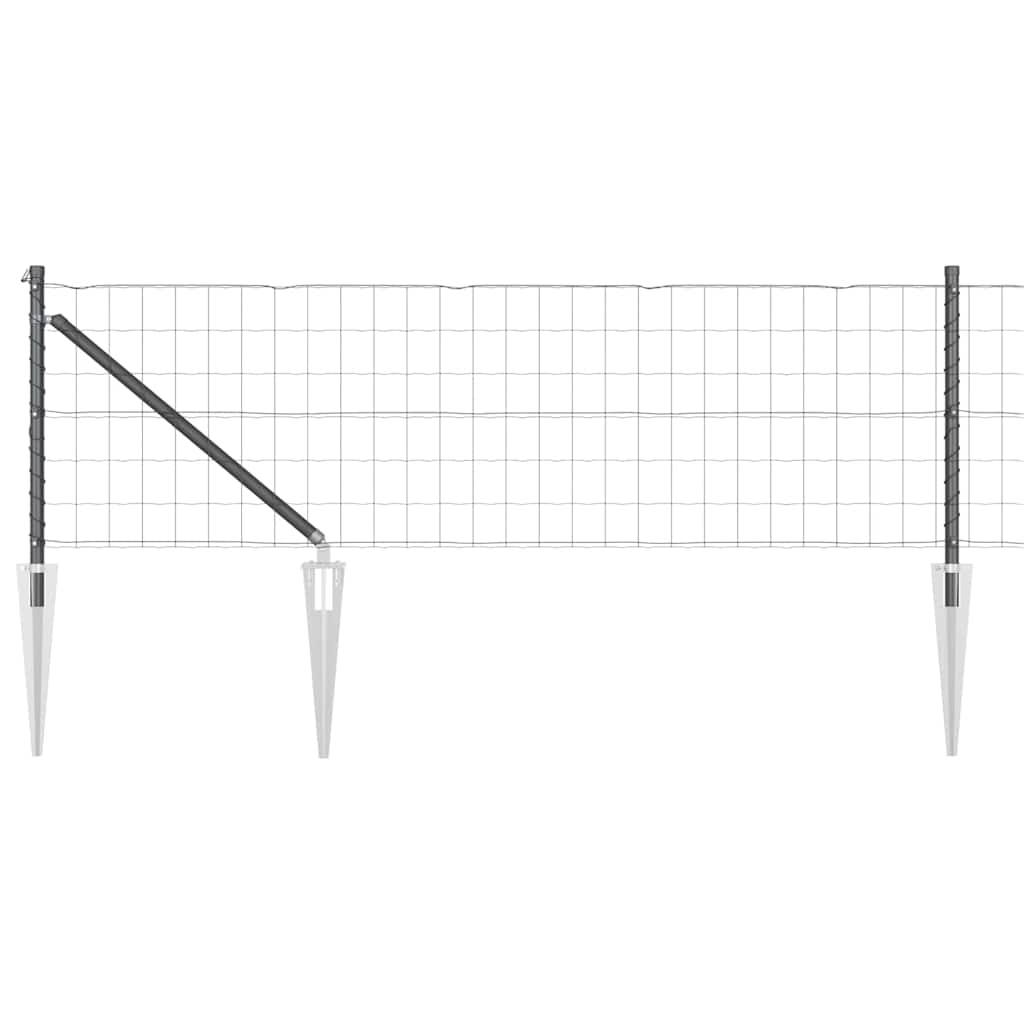 Fence with Post Grey 0.4 x 10 m Steel and PVC