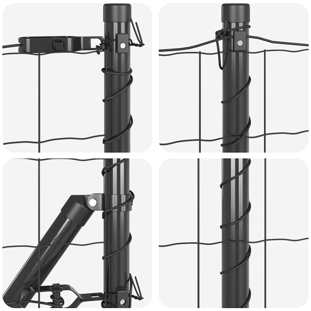 Fence with Post Grey 0.8 x 10 m Steel and PVC