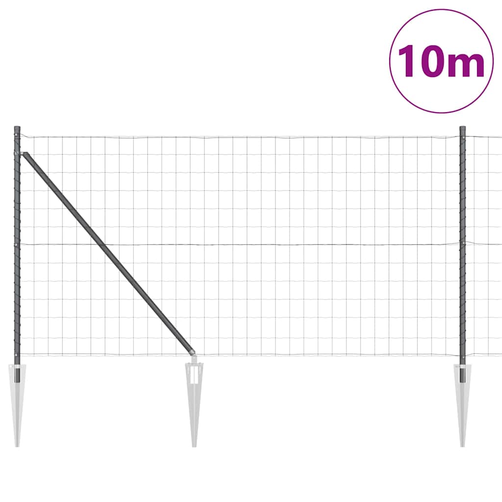 Welded Wire Fence with Spikes 10 x 1 m (W x H) PVC-Coated Steel