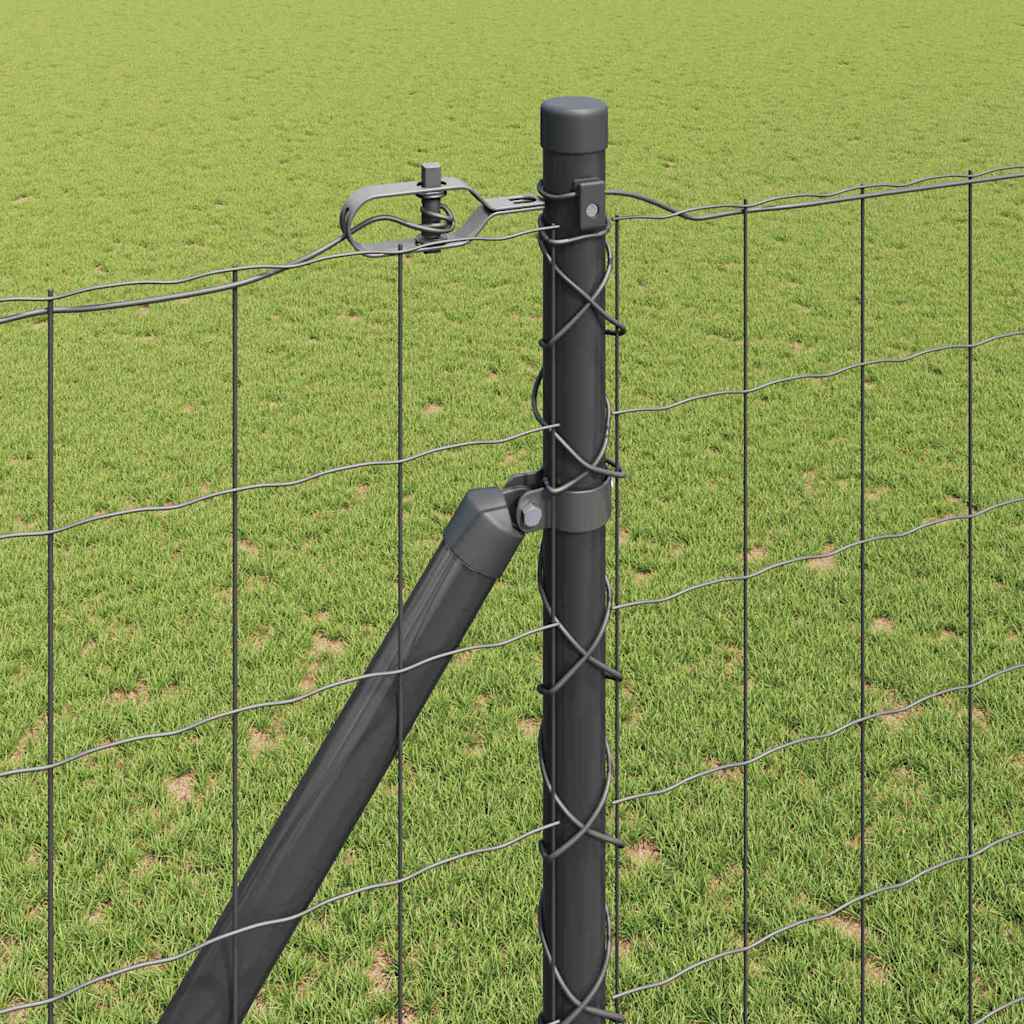Fence with Post Grey 1.5 x 10 m Steel and PVC