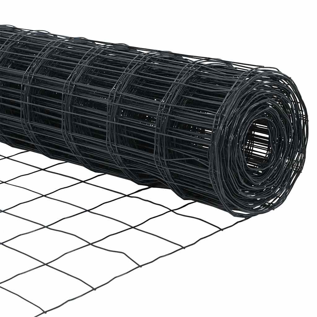 Fence with Post Grey 1.6 x 10 m Steel and PVC