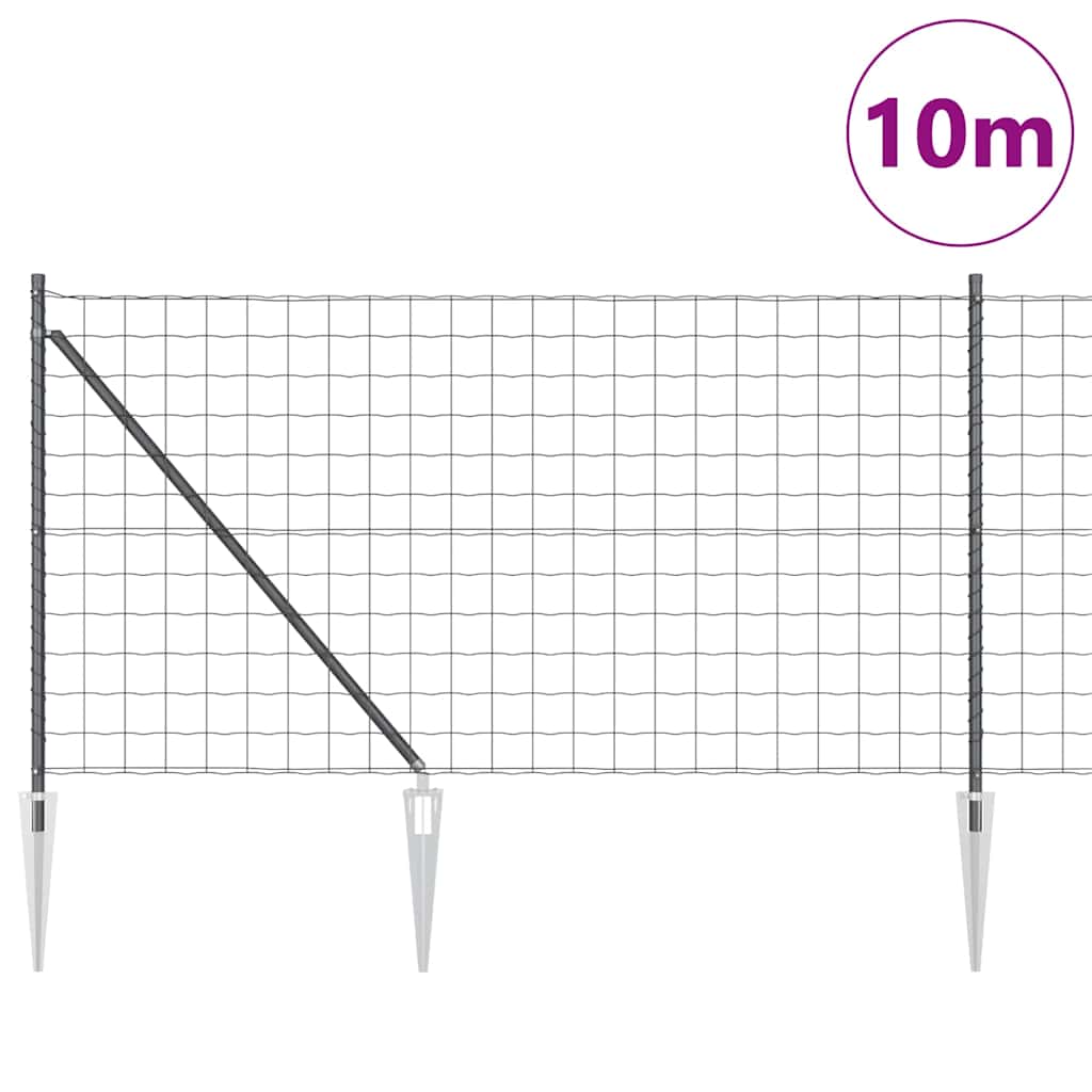 Welded Wire Fence with Spikes 10 x 1 m (W x H) PVC-Coated Steel