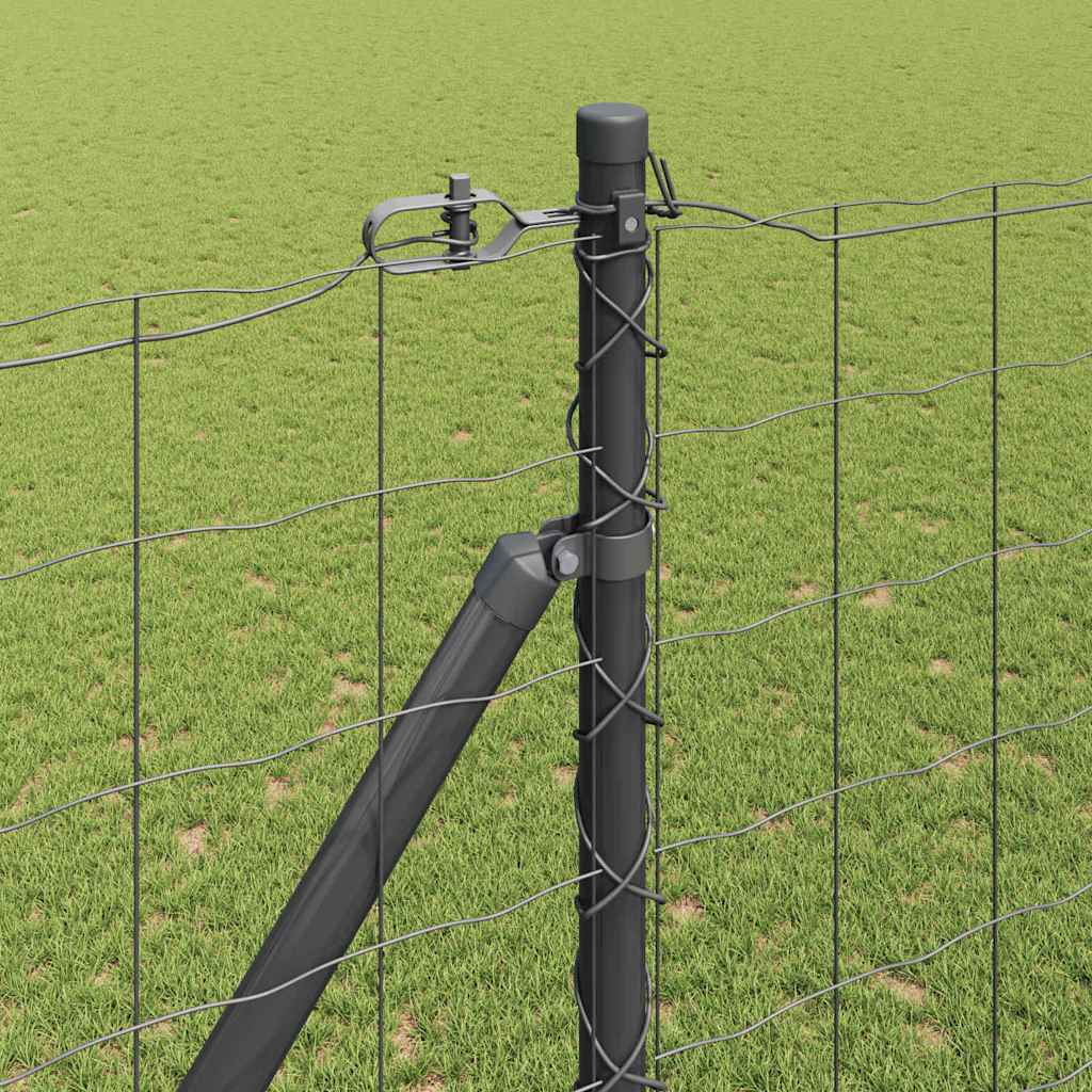 Fence with Post Grey 1.5 x 10 m Steel