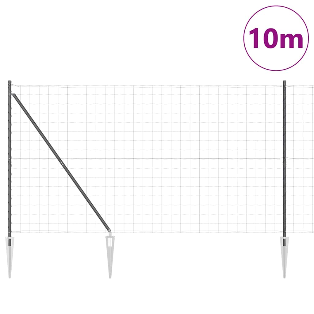 Fence with Post Grey 1.5 x 10 m Steel