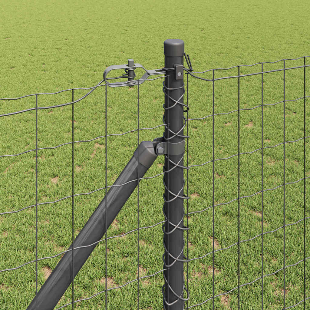 Fence with Post Grey 1.2 x 25 m Steel and PVC
