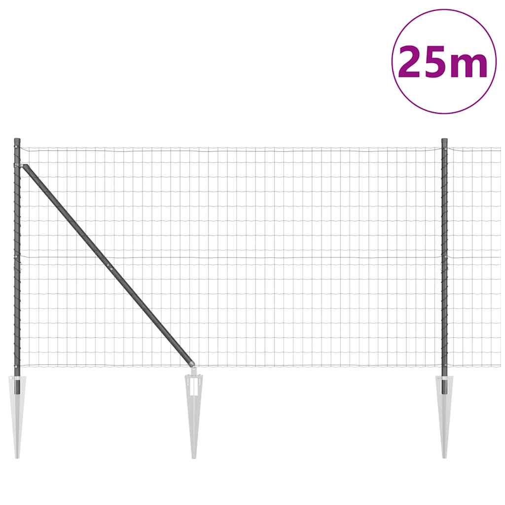 Fence with Post Grey 1.2 x 25 m Steel and PVC