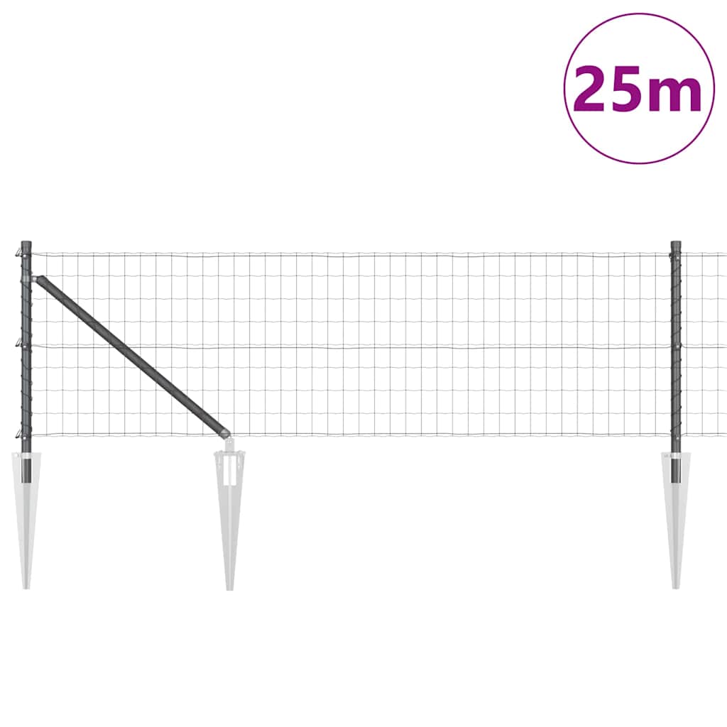 Fence with Post Grey 0.8 x 25 m Steel and PVC