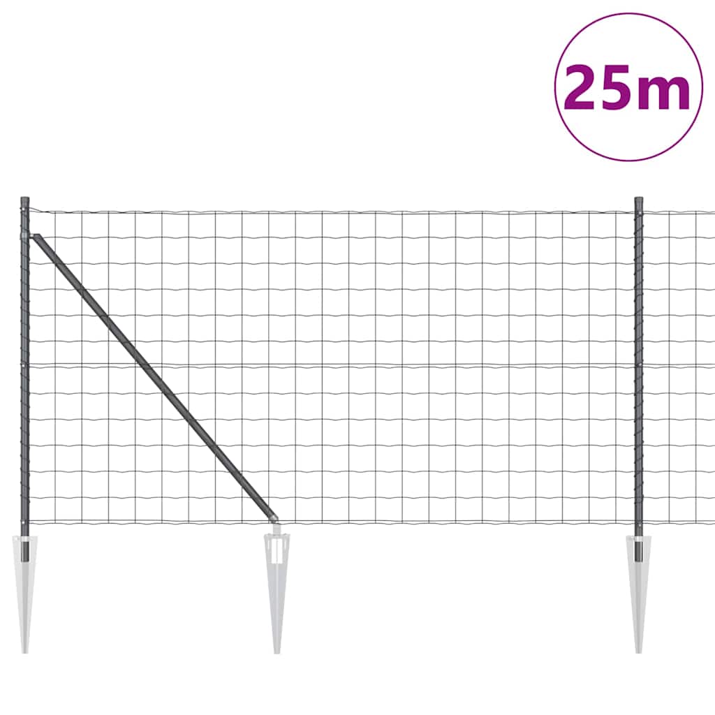 Welded Wire Fence with Spikes 25 x 1 m (W x H) PVC-Coated Steel