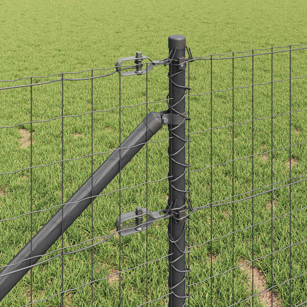 Fence with Post Grey 0.6 x 50 m Steel and PVC
