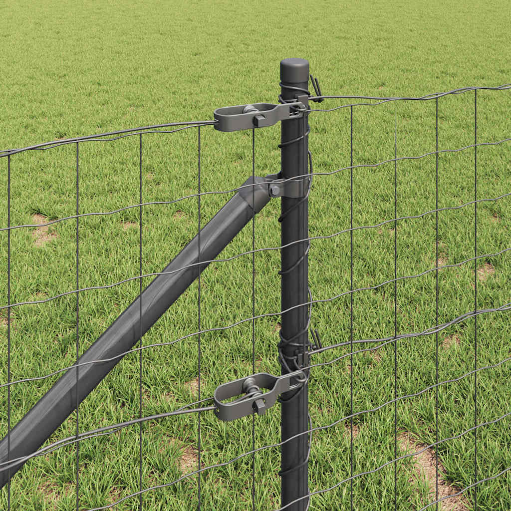 Fence with Post Grey 0.4 x 50 m Steel and PVC