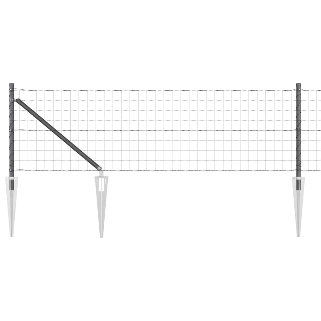 Fence with Post Grey 0.4 x 50 m Steel and PVC