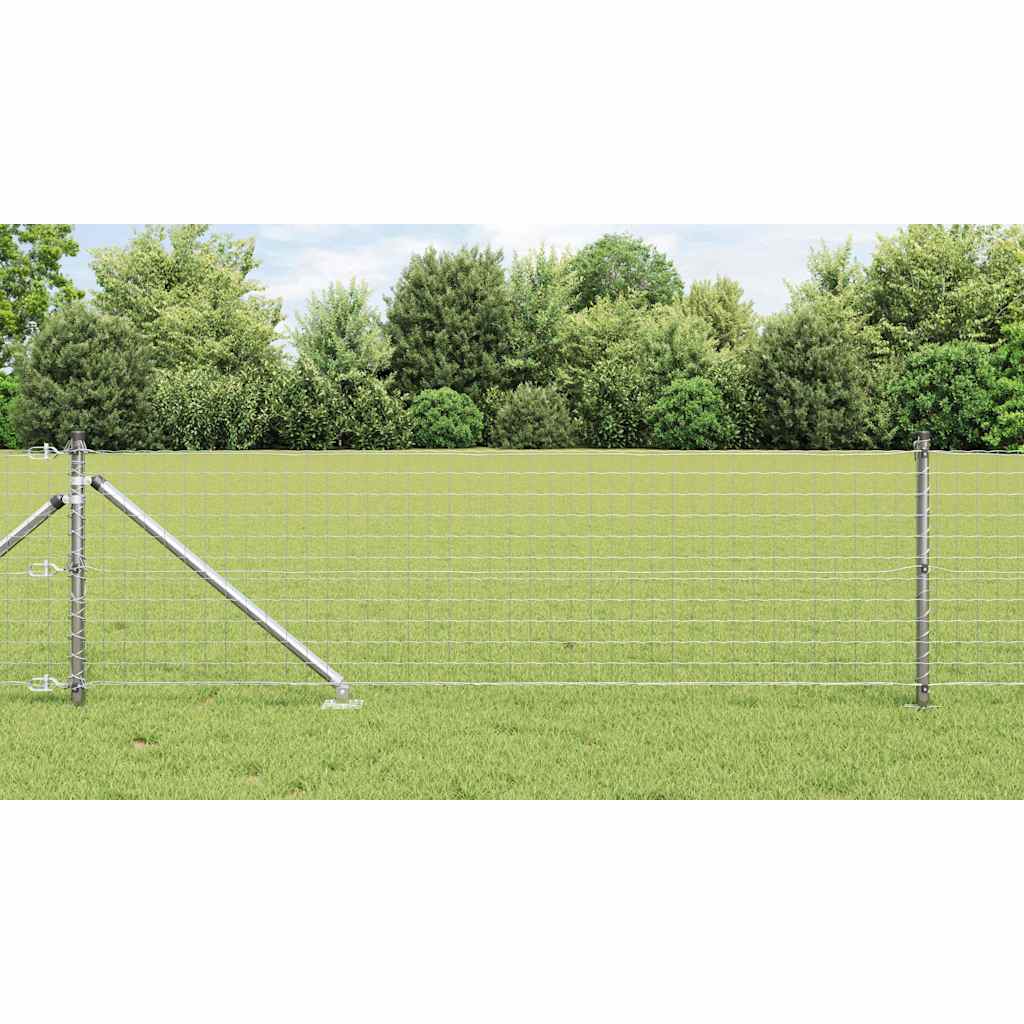 Fence with Post Silver 0.4 x 10 m Steel