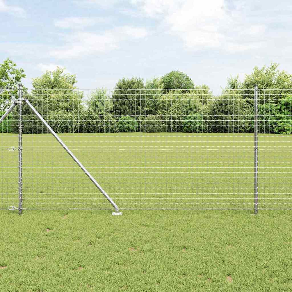 Fence with Post Silver 1 x 10 m Steel