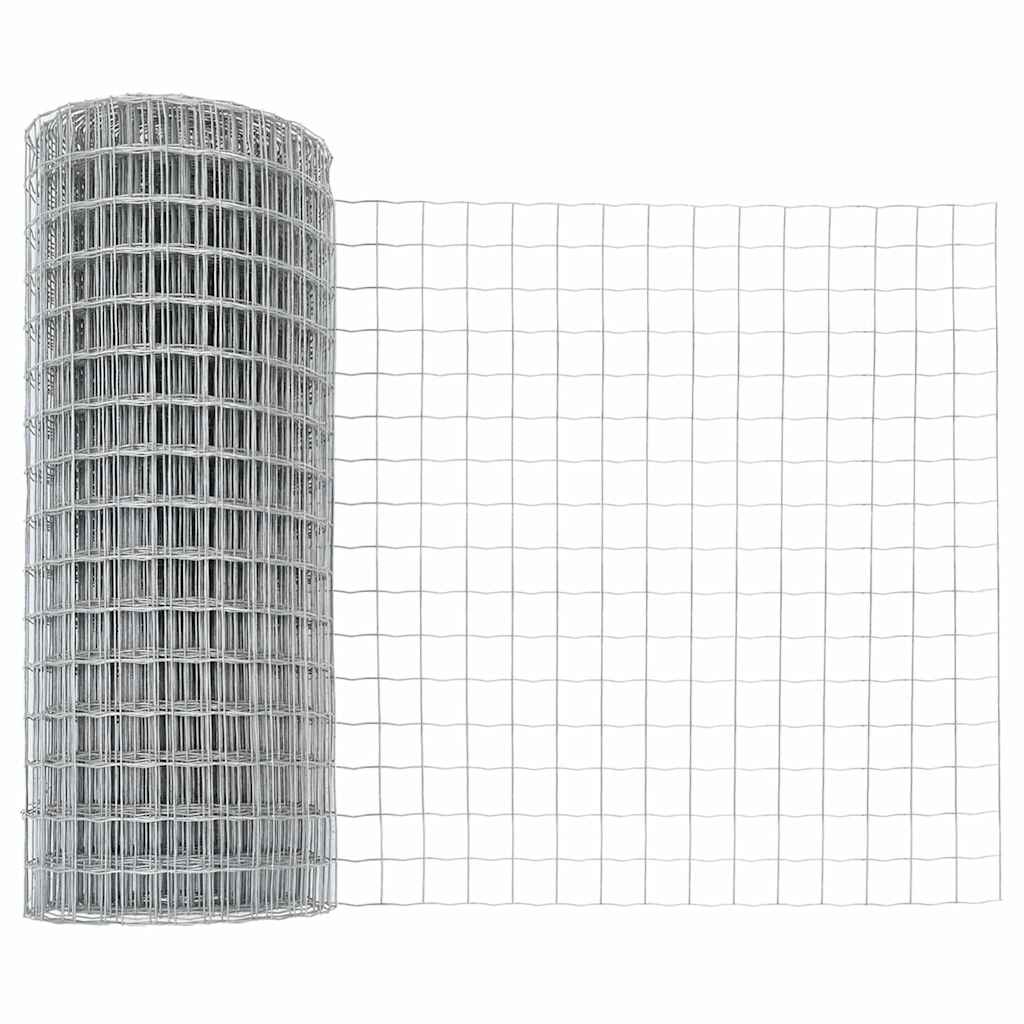 Fence with Post Silver 1 x 10 m Steel