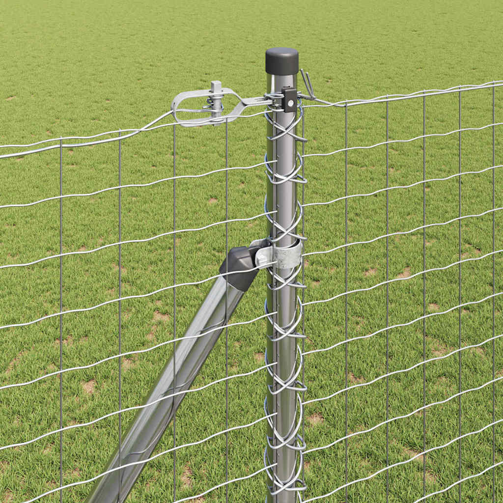Fence with Post Silver 1.5 x 10 m Steel